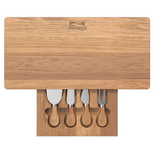 Ensemble Monroe avec planche en bois d’acacia et couteau à fromage
