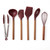 Ensemble d’ustensiles de cuisine Radcliffe bourgogne avec support en grès et base rotative en bois d’acacia