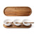 Ensemble de trois bols de service en mélamine avec plateau et cuillères en bois d’acacia