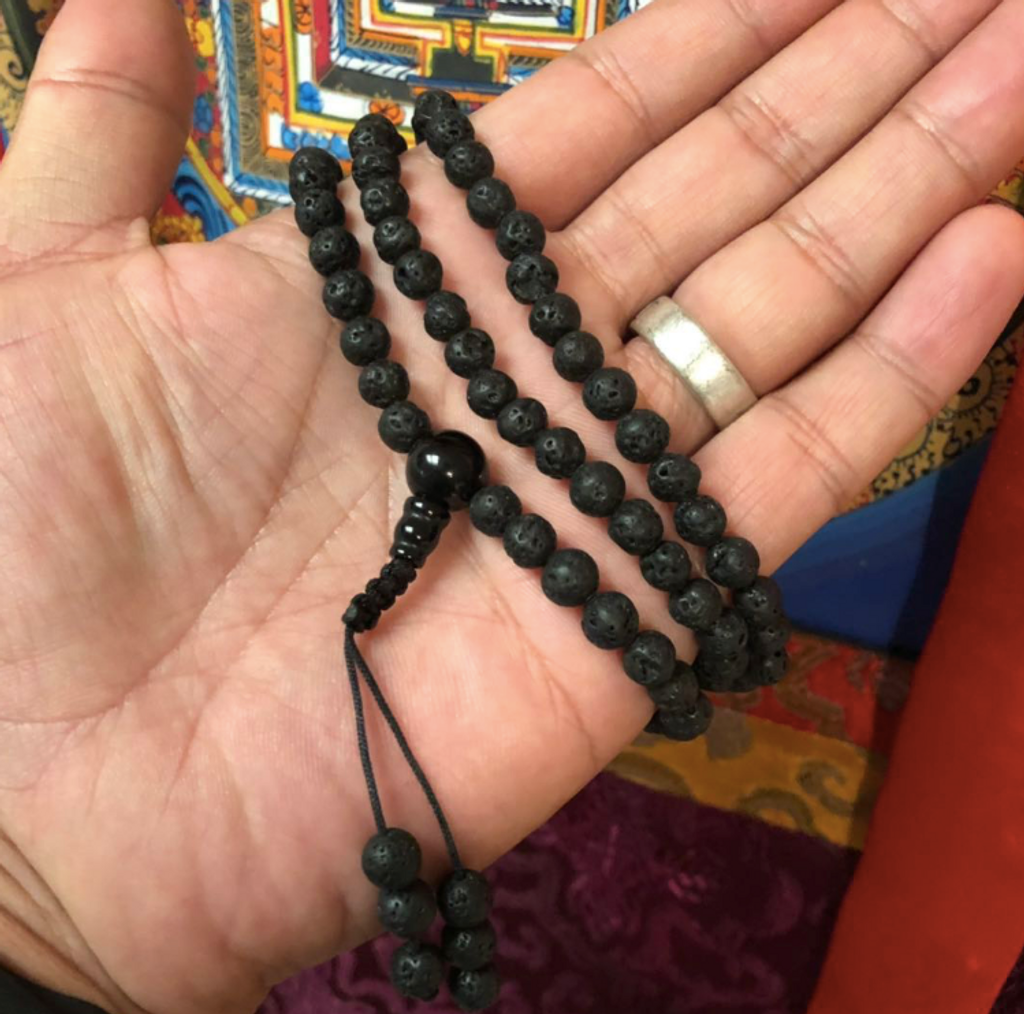 Small Lava Rock 108 Bead Healing Yoga Mala with Black Onyx Guru Bead for Meditation, Pendants, Necklaces