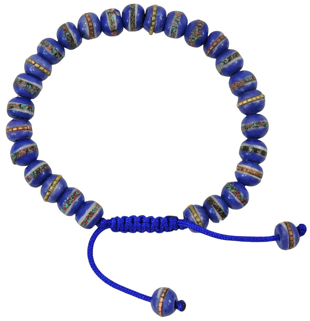 Tibetan Mala Embedded Medicine Wrist Mala for Meditation Handmade Blue medicine bracelet