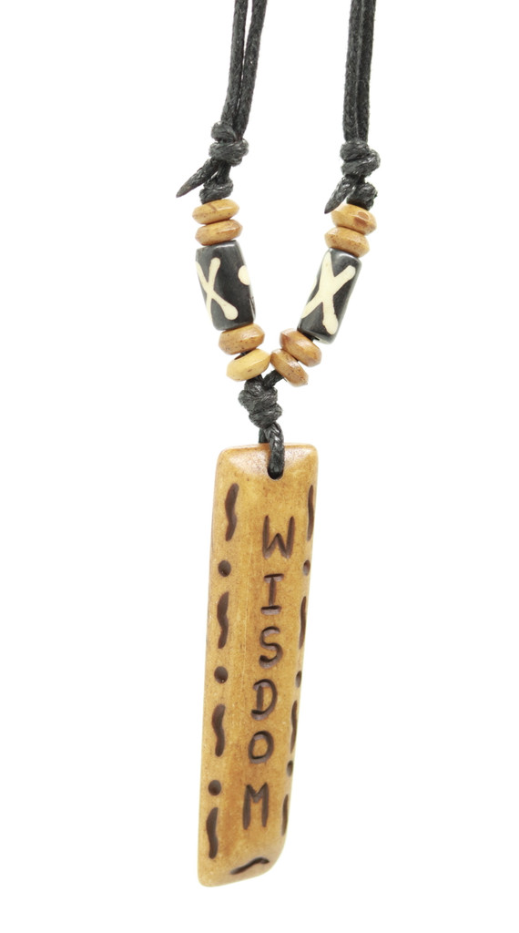 Handmade Wisdom Message Bone Pendant For Men Or Women Boho Necklace