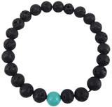 Volcanic Natural Lava and One Turquoise Yoga Healing Wrist Mala Bracelet CL-2