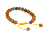 Rudraksha Tibetan Wrist Mala/Yoga Bracelet with Carnelian and Turquoise