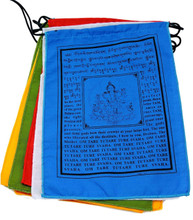 Small Green Tara Tibetan Prayer Flags with English Translation (6"X8")