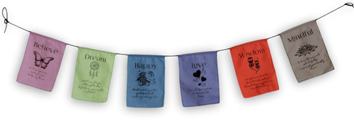 Handmade Believe, Dream, Happy, Love, Wisdom, Mindful Affirmation Prayer Flags
