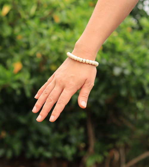 Handmade Yak Bone Tibetan Wrist Mala Bracelet for Meditation (Plain)