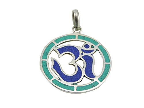 Handmade Lapis Turquoise Om pendant from Nepal