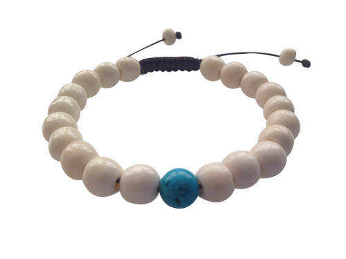 Yak Bone Tibetan Wrist Mala/Bracelet with Turquoise Spacer