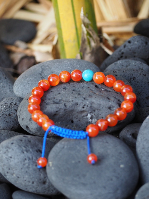 Carnelian Wrist Mala/ Yoga Bracelet Bracelet for Meditation with Turquoise Spacer