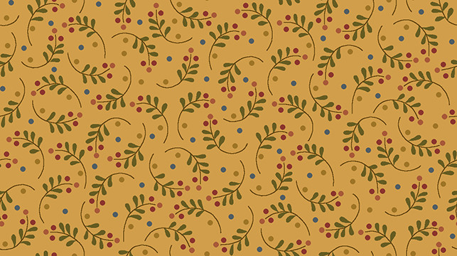 Rustic Homestead- Feathered Leaf Print Gold 9643-44 SOLD OUT