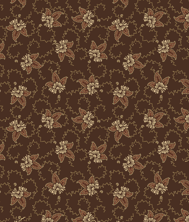 Treasured Past Fabric  R621365D Brown Tossed Flower     
