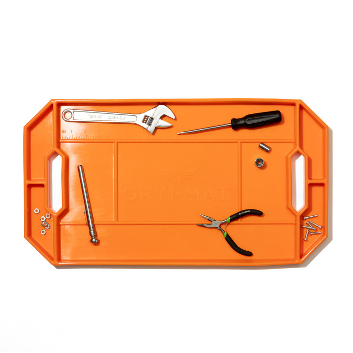 Orange Grypmat Large Tool Mat with 4 compartments and anti-slip grip for secure tool placement