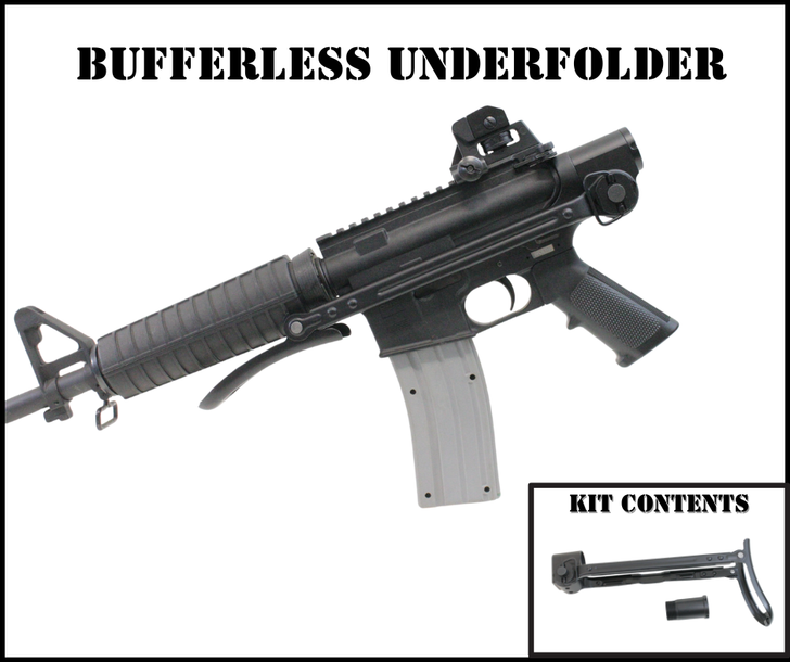 Dead Foot Arms Bufferless Underfolder – AK-style folding stock kit for bufferless firearms with threaded buffer tube compatibility.