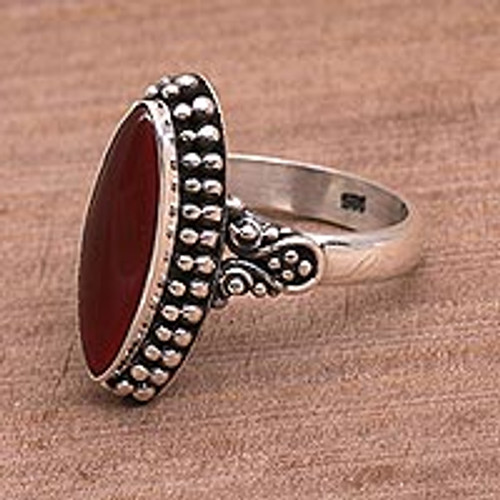 Sterling Silver and Carnelian Ring 'Fire and Courage'