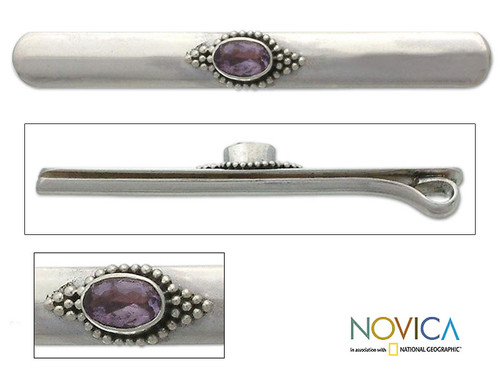 Amethyst Sterling Silver Tie Clip 'Bold Spirit'