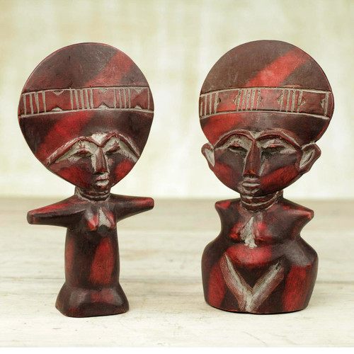 Fertility Doll Wood Sculptures (Pair) 'Twins'