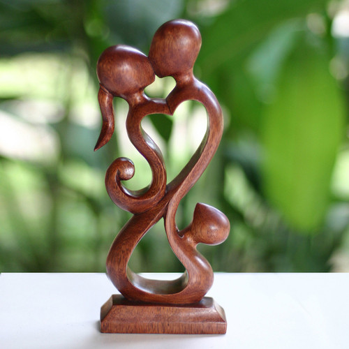 Unique Indonesian Wood Sculpture 'Family Harmony'