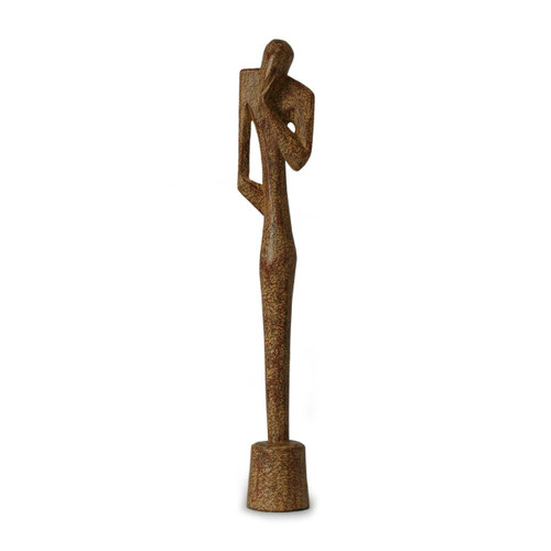 Hand Made Thought and Meditation Wood Sculpture 'Introspection'