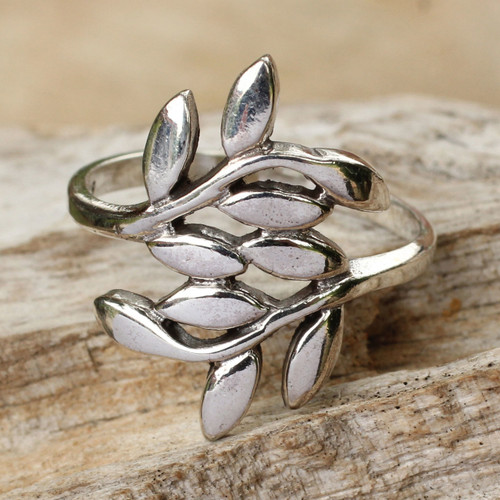 Sterling Silver Wrap Ring 'Olive Wreath'