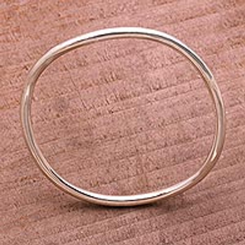 Polished Round Sterling Silver Bangle Bracelet 'Simplicity in the Round'