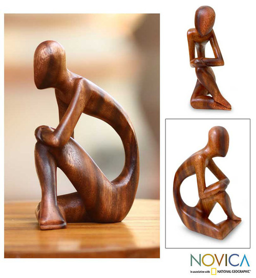 Wood sculpture 'Alone'