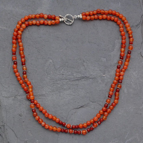 Carnelian strand necklace 'Mumbai Sun'