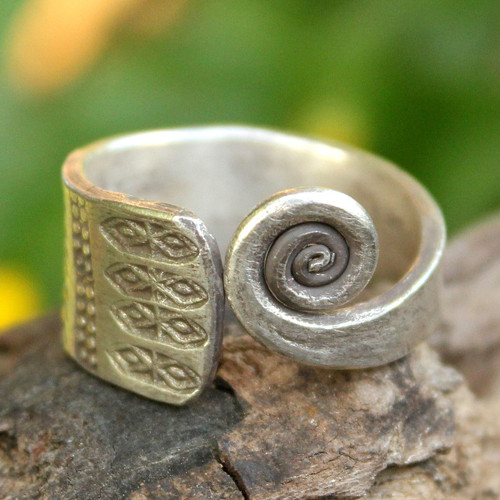 Hill Tribe Sterling Silver Wrap Ring 'Thai Sunbeams'