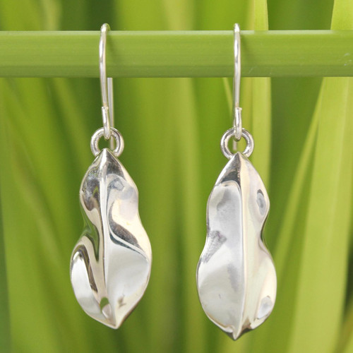 Sterling Silver Dangle Earrings 'Forest Leaf'