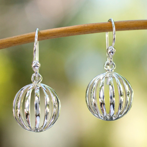 Hand Crafted Modern Sterling Silver Dangle Earrings 'Taxco Trends'
