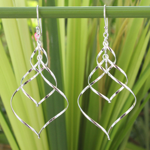 Modern Sterling Silver Dangle Earrings 'Chiang Mai Chimes'
