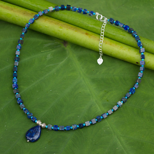 Beaded Lapis Lazuli Necklace 'Depths of Blue'