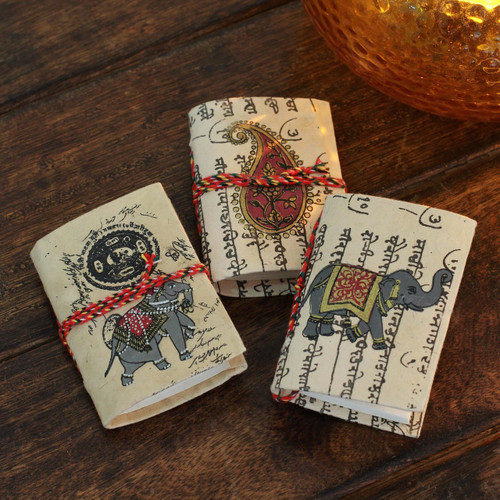 Handmade paper mini journals (Set of 3) 'Jaipur Verses'