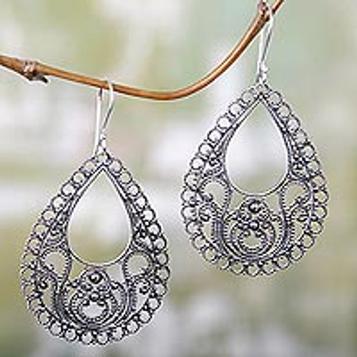 Sterling silver dangle earrings 'Bali Glam'