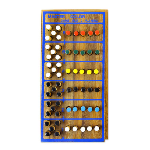 Hand Made Colorful Wood Peg Game from Thailand 'Code Breaker'