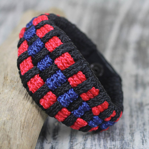 Men's Original Handcrafted Wristband Bracelet 'Tricolor Tradition'