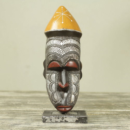 Artisan Crafted African Mask and Stand 'Congo King'