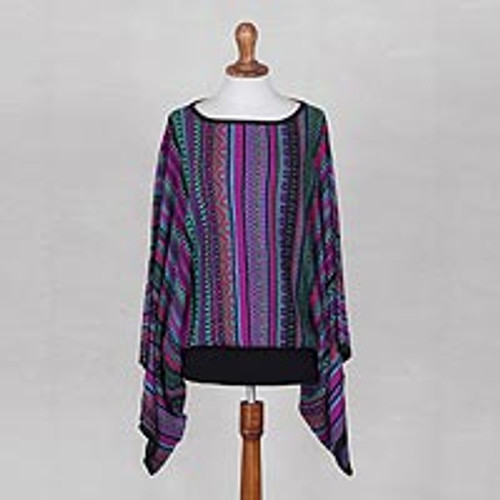 Knit Multicolor Striped Pullover Sweater from Peru 'Butterfly Dance'
