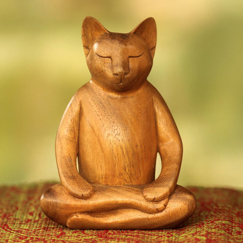 Lotus Position Yoga Cat Carving 'Ginger Cat Does Yoga'