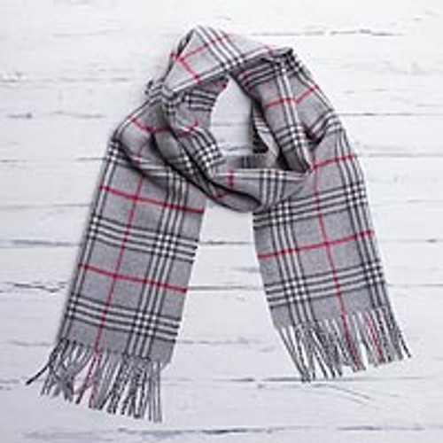 Men's Baby Alpaca Scarf from Peru 'Misty Grey'