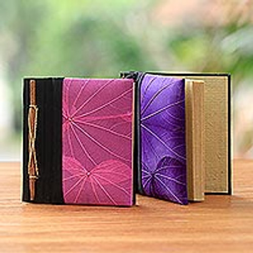 Pink and Purple Kupu-Kupu Leaf Journals from Bali (Pair) 'Pink and Purple Kupu-Kupu'