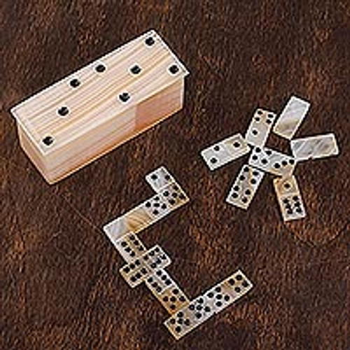 Beige Onyx Domino Set from Mexico 'Never Lose'