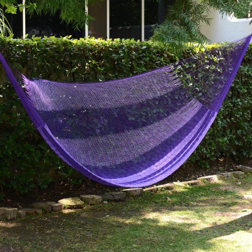 Hand Woven Nylon Purple Hammock Single from Mexico 'Lilac Blossom'