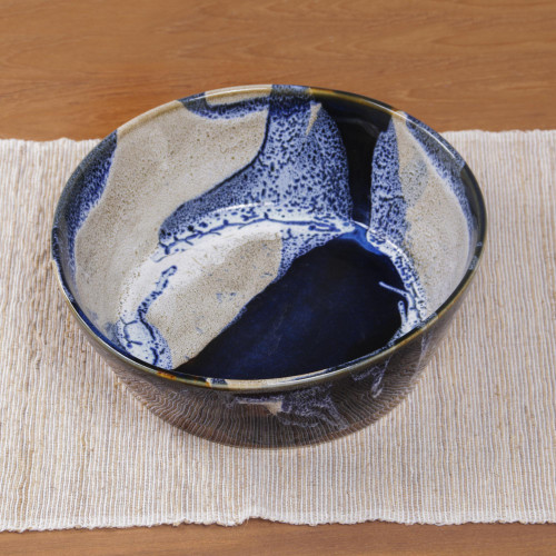 Decorative and Food Safe Ceramic Bowl from Bali 'Ocean Tides'