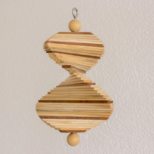 Handcrafted Wood Mobile with Adjustable Shapes 'Tranquil Lines'