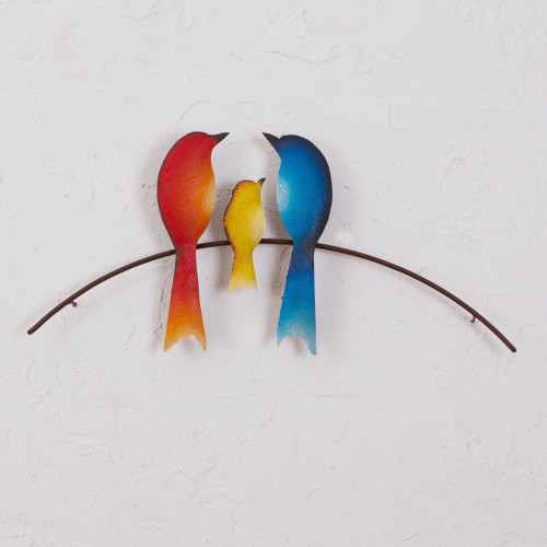 Steel Wall Sculpture of Three Birds from Mexico 'Bird Family'