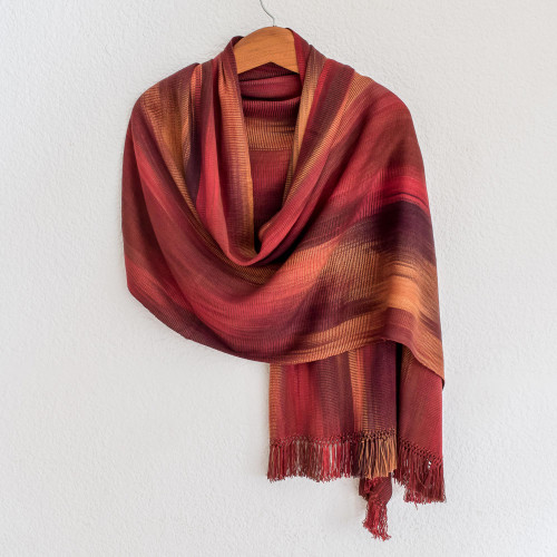 Unique Rayon Chenille Shawl 'Maya Firebird'