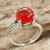 Carnelian and Marcasite on Thai Style Sterling Silver Ring 'Marigold'