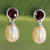 Hand Crafted Garnet and Cultured Pearl Earrings 'Halo Light'