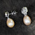 Hand Crafted Garnet and Cultured Pearl Earrings 'Halo Light'